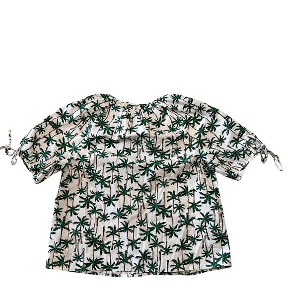 JCREW Palm Trees Tropical Printed Cotton Button Down Puff Sleeve Top Size Medium - Picture 5 of 7